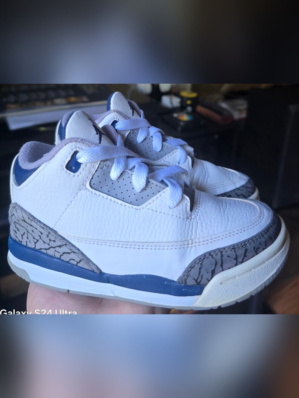 Sz 10C Toddler Kids AIR JORDAN RETRO 3 'Midnight Navy/White Wizards/Cement Gray'